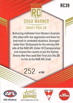 2020 Select Dominance - 2020 Rookies #RC39 Chad Warner Back